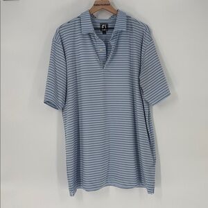 FootJoy Men's navy blue stripe Golf Polo 2xl monogrammed kLLM fj athletic fit